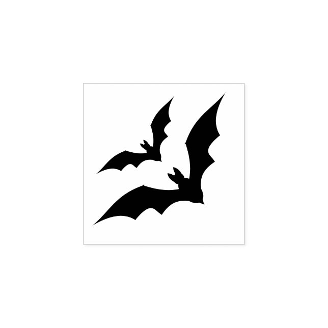 Two flying bats Solid black Halloween Rubber Stamp (Imprint)