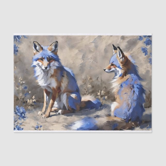 Two Foxes Decoupage Tissue Paper (Front)