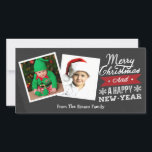 Two Framed Merry Christmas Chalkboard Holiday Card<br><div class="desc">Chalkboard (faux) themed two photo template themed Christmas and new year holiday cards from Ricaso - easy to personalize with your own photograph and greeting</div>