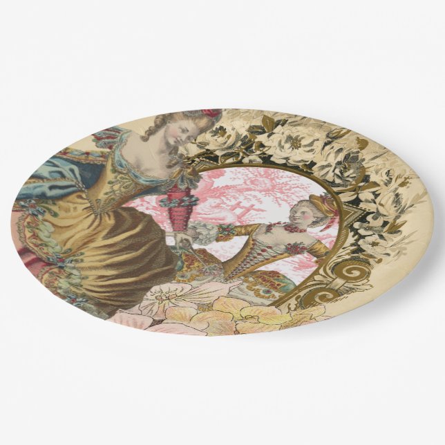 Two French Ladies and a Frame Paper Plate (Angled)