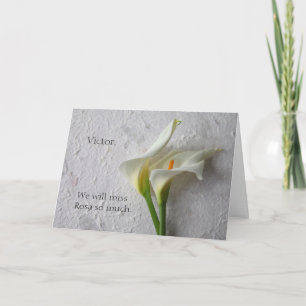 Two fresh calla lilies sympathy card