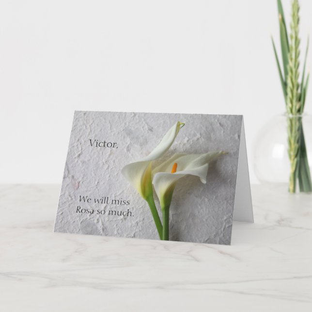 Two fresh calla lilies sympathy card (Front)