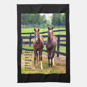 Two Friends with Proverbs 18:24 Kitchen Towel