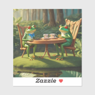 Two frogs having tea