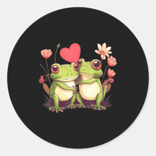 Two Frogs Valentines Day Love On Couple Frog Classic Round Sticker