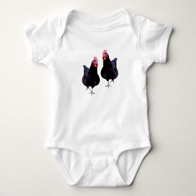 Two Funky Black Chickens, Baby Bodysuit (Front)