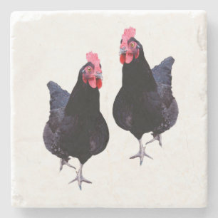 Two Funky Black Chickens, Stone Coaster