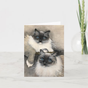 Two Furry Ragdoll Cats' Funny Meow Card
