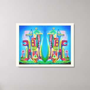 Two future cities art canvas print
