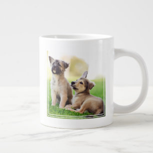 Two German Shepherd Puppies Large Coffee Mug