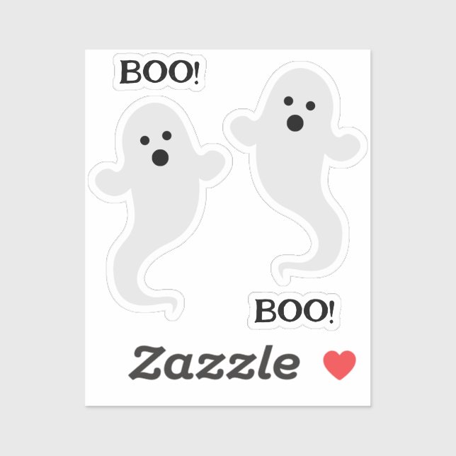 Two Ghosts with BOO! Custom-Cut Vinyl Sticker (Sheet)