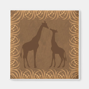 Two Giraffe Silhouettes (Safari Theme) Magnet