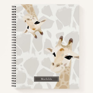Two Giraffes Beige Pattern Notebook