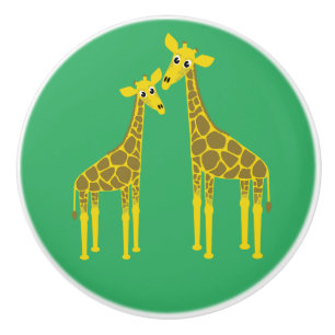 Two giraffes ceramic knob