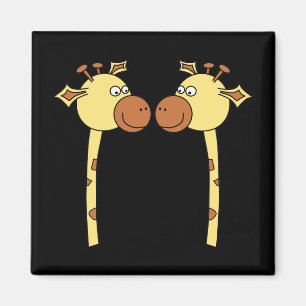 Two Giraffes Close-up. Cartoon Magnet