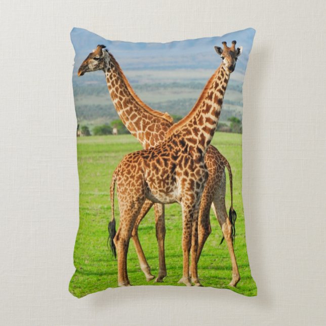 Two Giraffes Decorative Pillow (Front(Vertical))