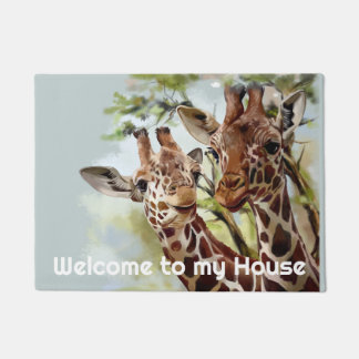 Two giraffes doormat