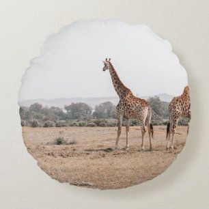 TWO GIRAFFES ROUND PILLOW