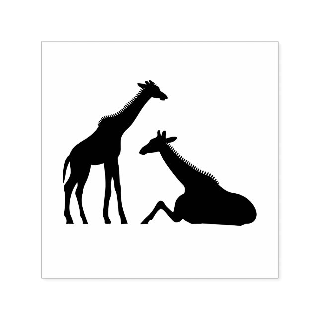 Two Giraffes Silhouette #1 Image Only No Text Self-inking Stamp (Design)