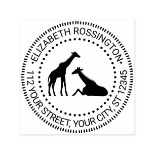 Two Giraffes Silhouette #1N Name Return Address Self-inking Stamp