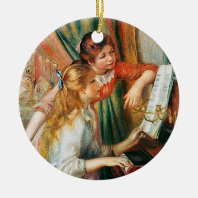 Two Girls at the Piano, Pierre Auguste Renoir Ceramic Ornament (Front)