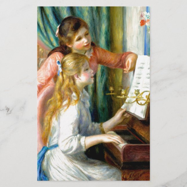 Two Girls at the Piano - Pierre Auguste Renoir Stationery (Front)