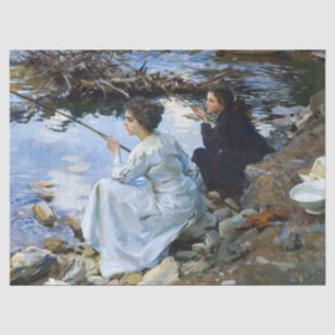 Two Girls Fishing by John Singer Sargent Tissue Paper