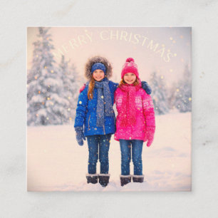 TWO GIRLS KIDS IN SNOW SCENE CHRISTMAS DESIGN ENCLOSURE CARD