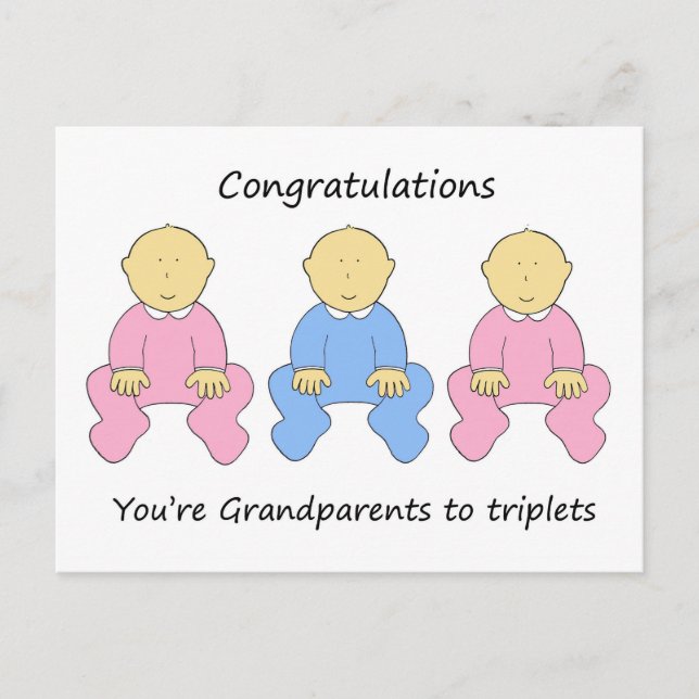 Two Girls One Boy  New Grandparents to Triplets Postcard (Front)