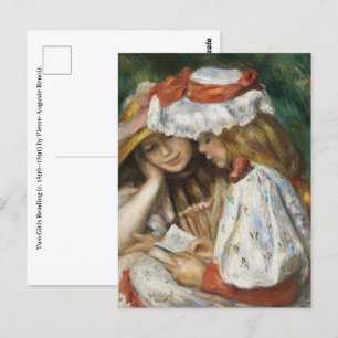 Two Girls Reading by Pierre-Auguste Renoir. Postcard