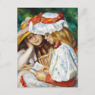 Two Girls Reading Pierre Auguste Renoir painting Postcard