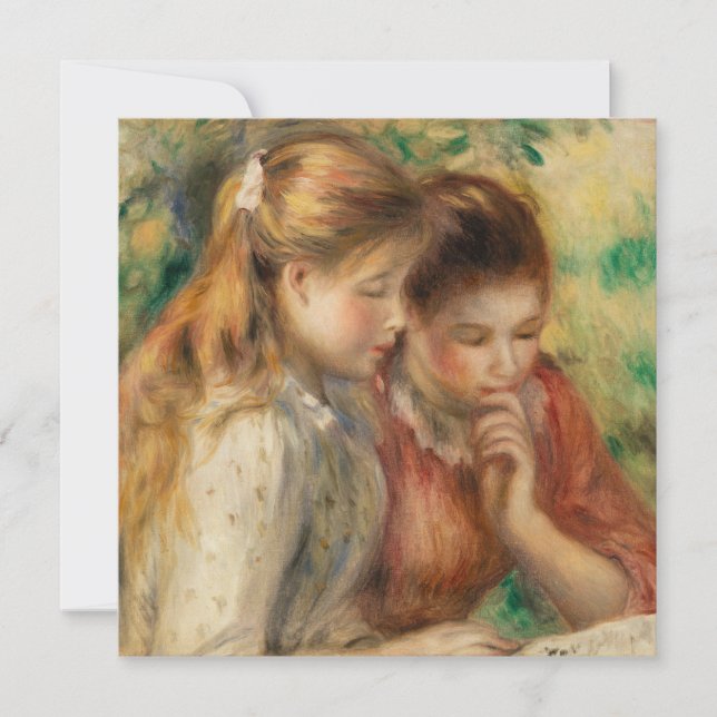 Two Girls Reading - Renoir Impressionist Painting Card (Front)
