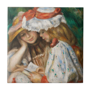 Two Girls Reading - Renoir Impressionist Painting Tile