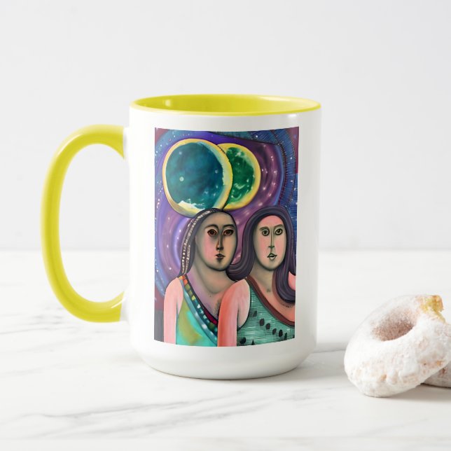 Two Girls Under the Moons Mug (With Donut)