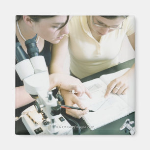 Two Girls with Microscope Magnet