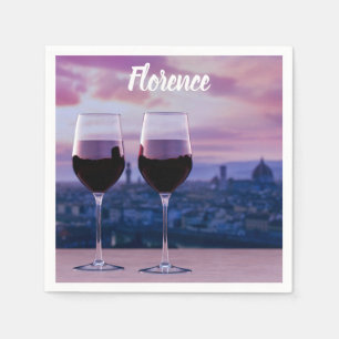 Two glasses of red wine on Florence skyline Napkin
