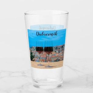 Two glasses of red wine with view of Dubrovnik