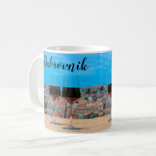 Two glasses of red wine with view of Dubrovnik Coffee Mug