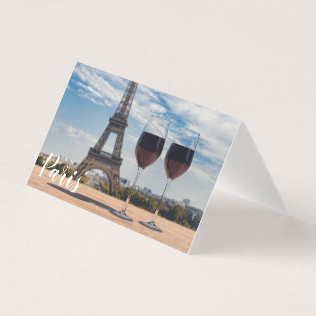 Two glasses of wine with Eiffel tower (Front)