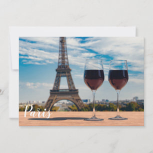 Two glasses of wine with Eiffel tower