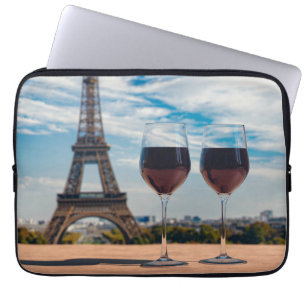 Two glasses of wine with Eiffel tower Laptop Sleeve