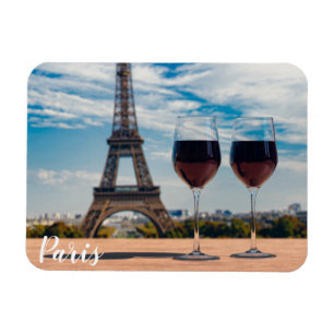 Two glasses of wine with Eiffel tower Magnet