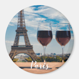 Two glasses of wine with Eiffel tower Magnet