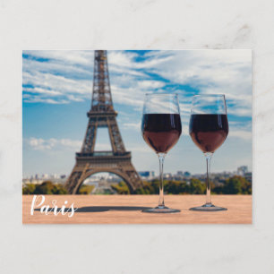 Two glasses of wine with Eiffel tower Postcard