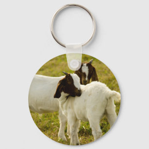 Two Goats in a Grassy Field Keychain
