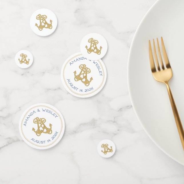 Two Gold Anchors Wedding Table Custom Confetti (Group)