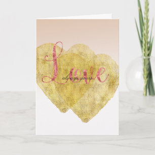 Two Gold Hearts Always Yours Love Card