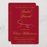 Two Gold Hearts | Red Bridal Brunch Invitation<br><div class="desc">NewParkLane - Minimal, elegant bridal brunch invitation, with two faux gold swirly hearts, against a carmine red background. Easy to customize in Zazzle with your own text for a personalized design. All text styles, colours, and sizes can be modified to fit your needs. The background colour also can be changed...</div>