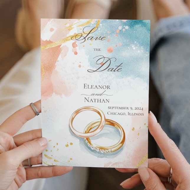 Two Gold Wedding Rings Sophisticated Save the Date Invitation (Creator Uploaded)