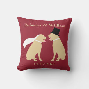 Two Golden Labradors Personalized Wedding Throw Pillow
